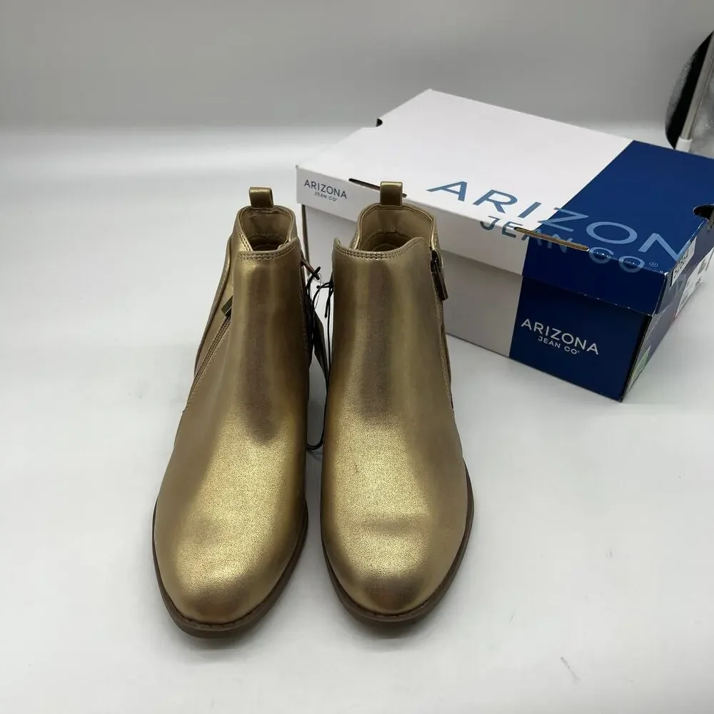 Arizona Jean Co Womens Castle Stacked Heel Booties Gold Size 9.5 W